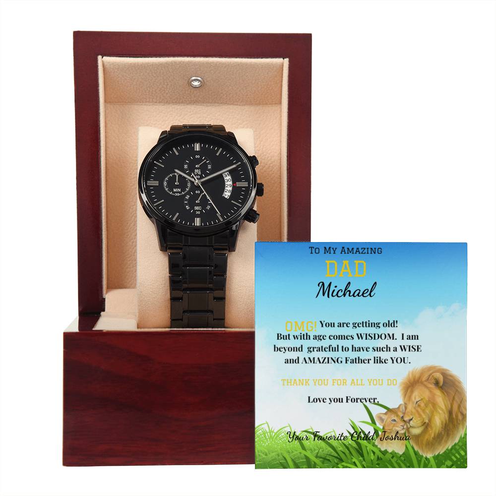 Amazing Dad- Black Chronograph Watch