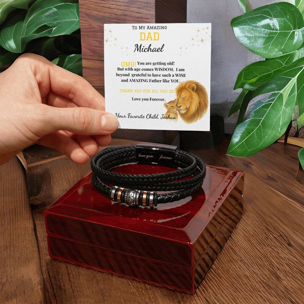 Amazing Dad-Love You Forever Bracelet With Vegan Leather
