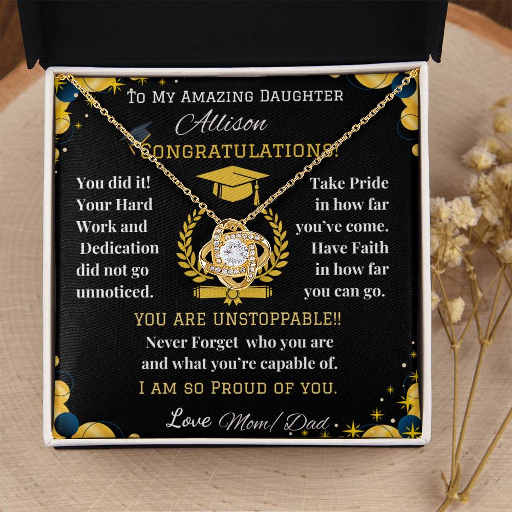 To My Amazing Daughter - Love Knot Necklace - Graduation
