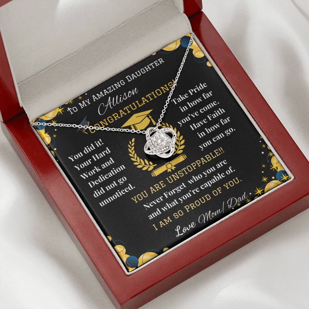 To My Amazing Daughter - Love Knot Necklace - Graduation