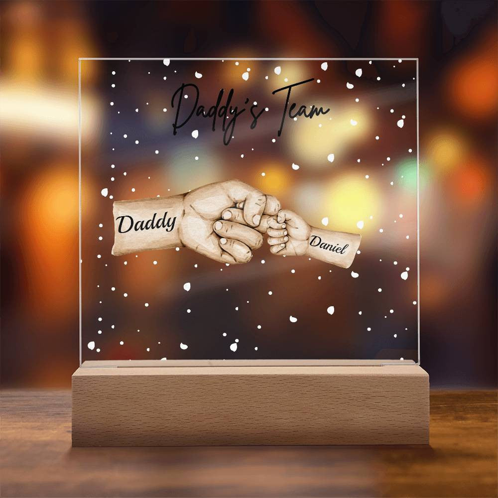 Daddy's Team Acrylic Plaque /Personalize With Names and Skin Tone