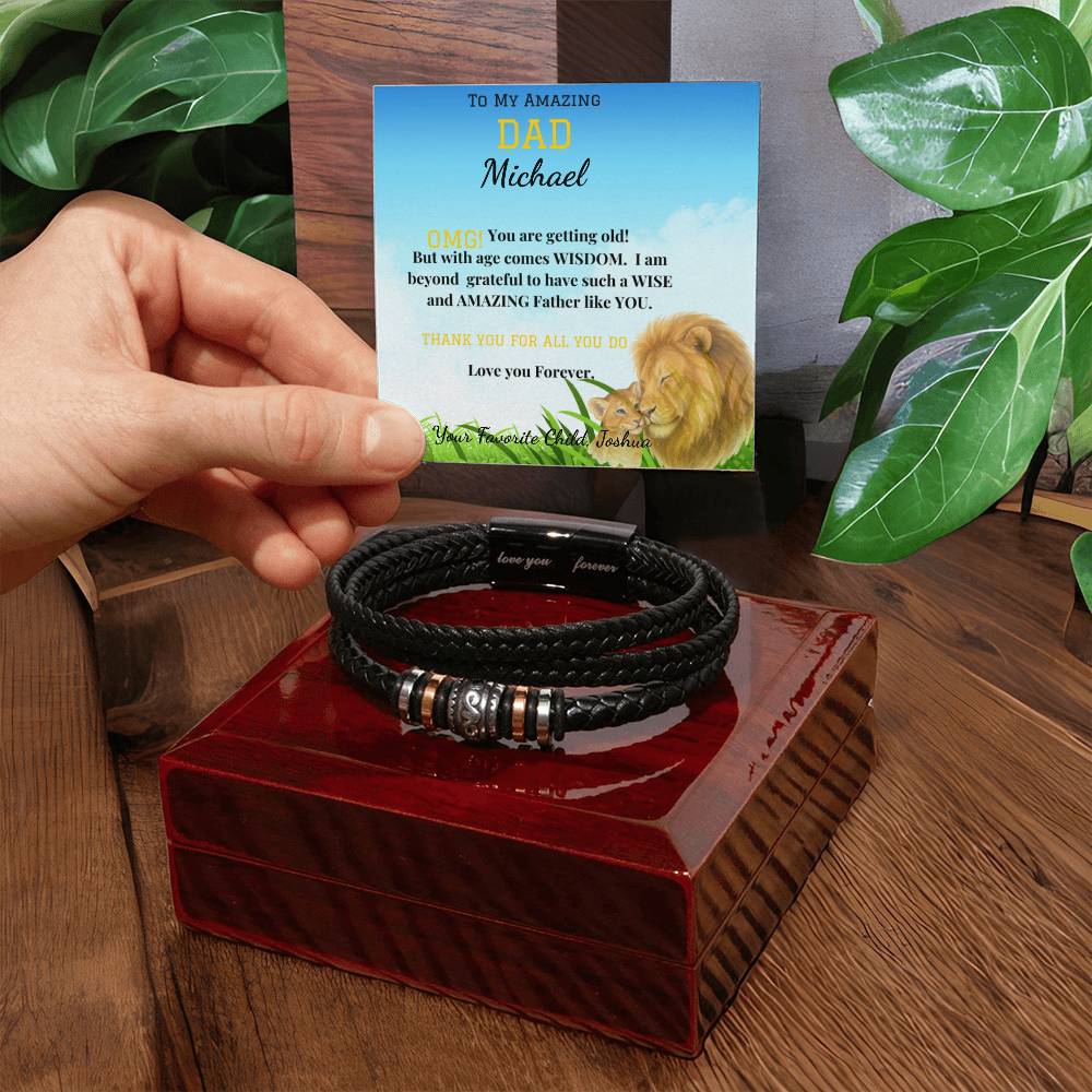 Amazing Dad-Love You Forever Bracelet/ w Vegan Leather