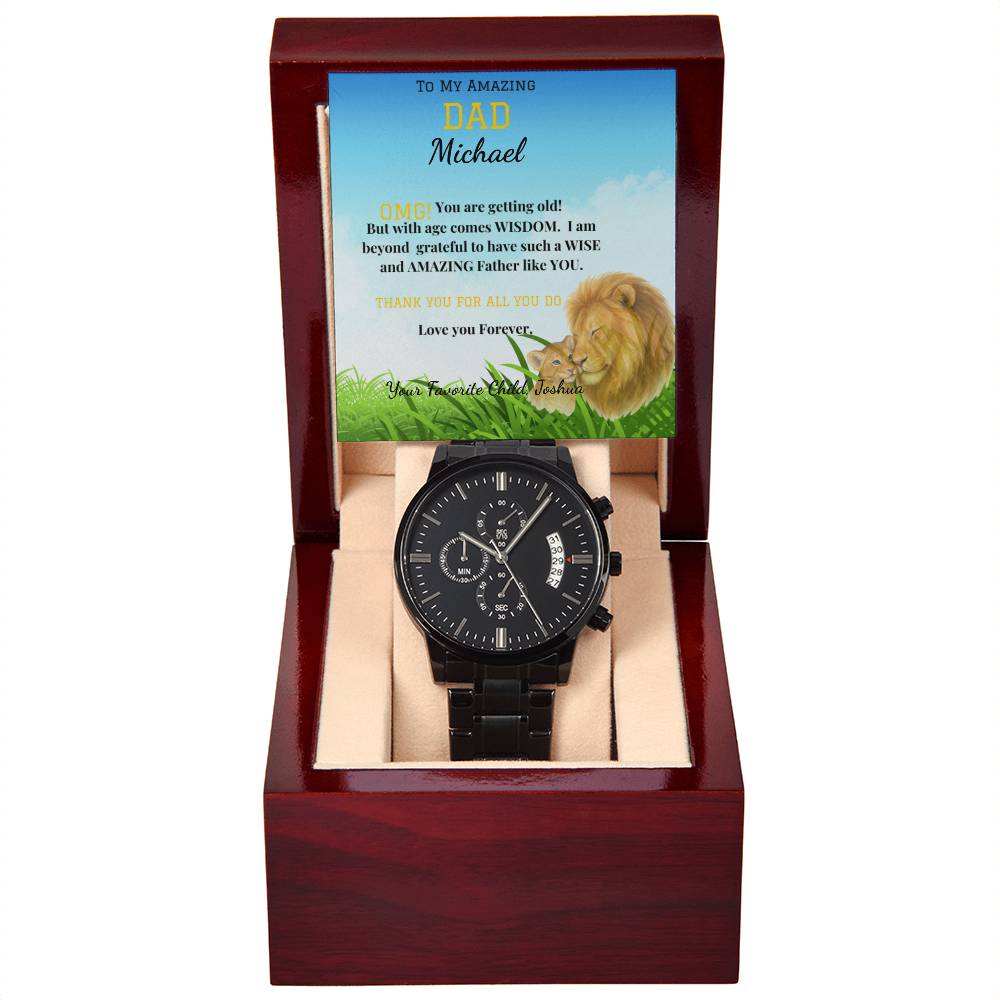 Amazing Dad- Black Chronograph Watch