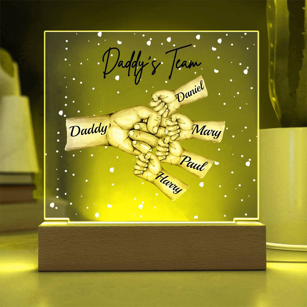 Daddy's Team Acrylic Plaque /Personalize With Names and Skin Tone