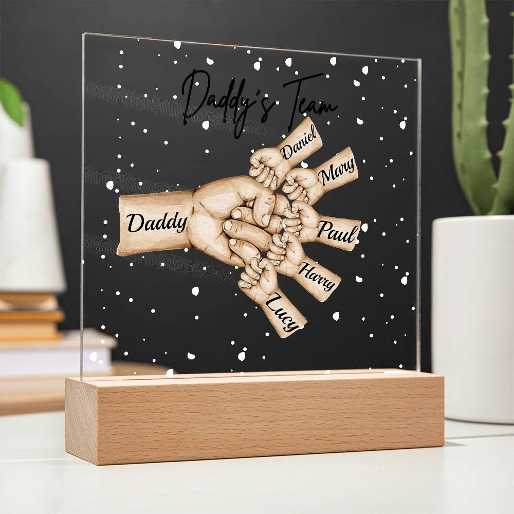Daddy's Team Acrylic Plaque /Personalize With Names and Skin Tone
