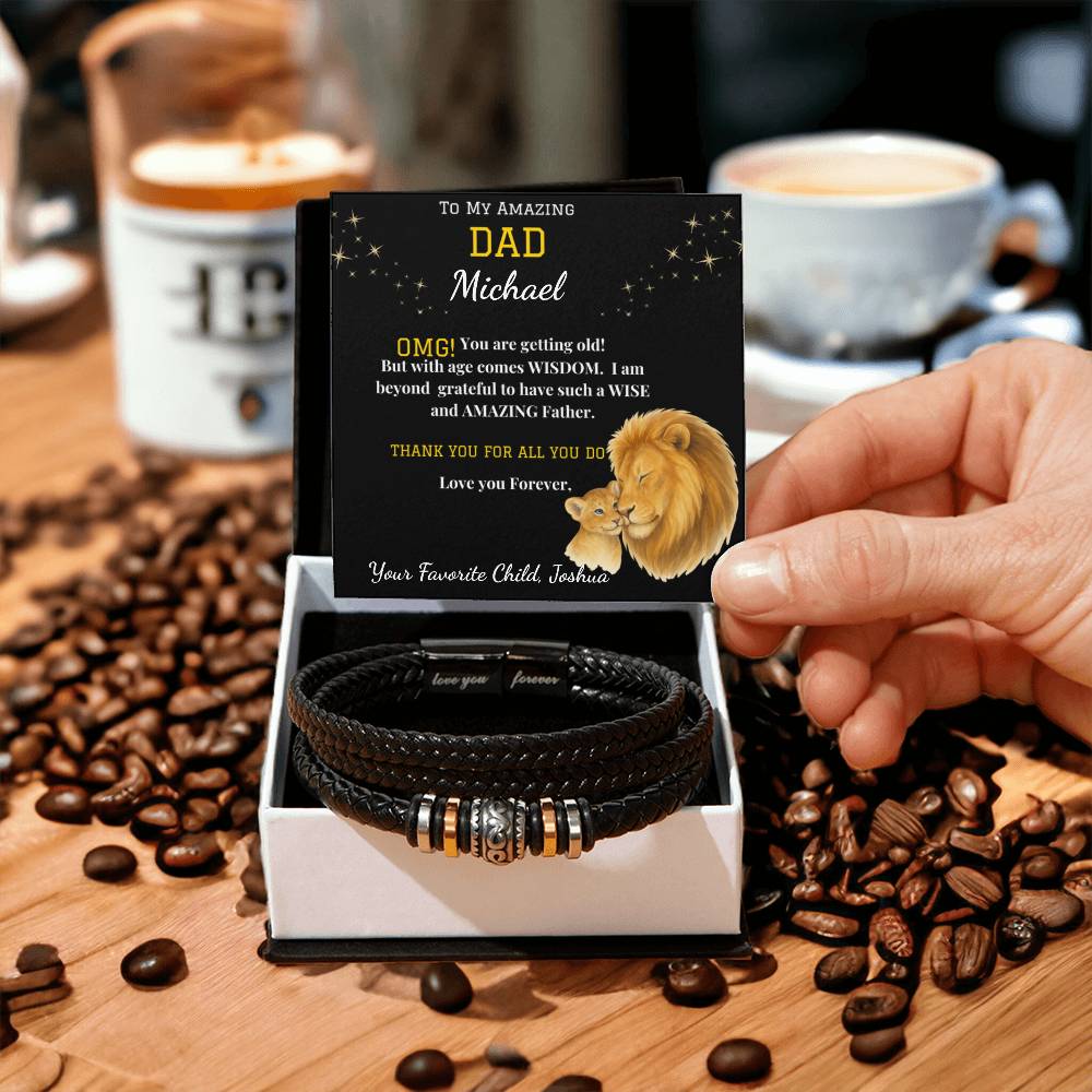 Amazing Dad-Love You Forever Bracelet With Vegan Leather