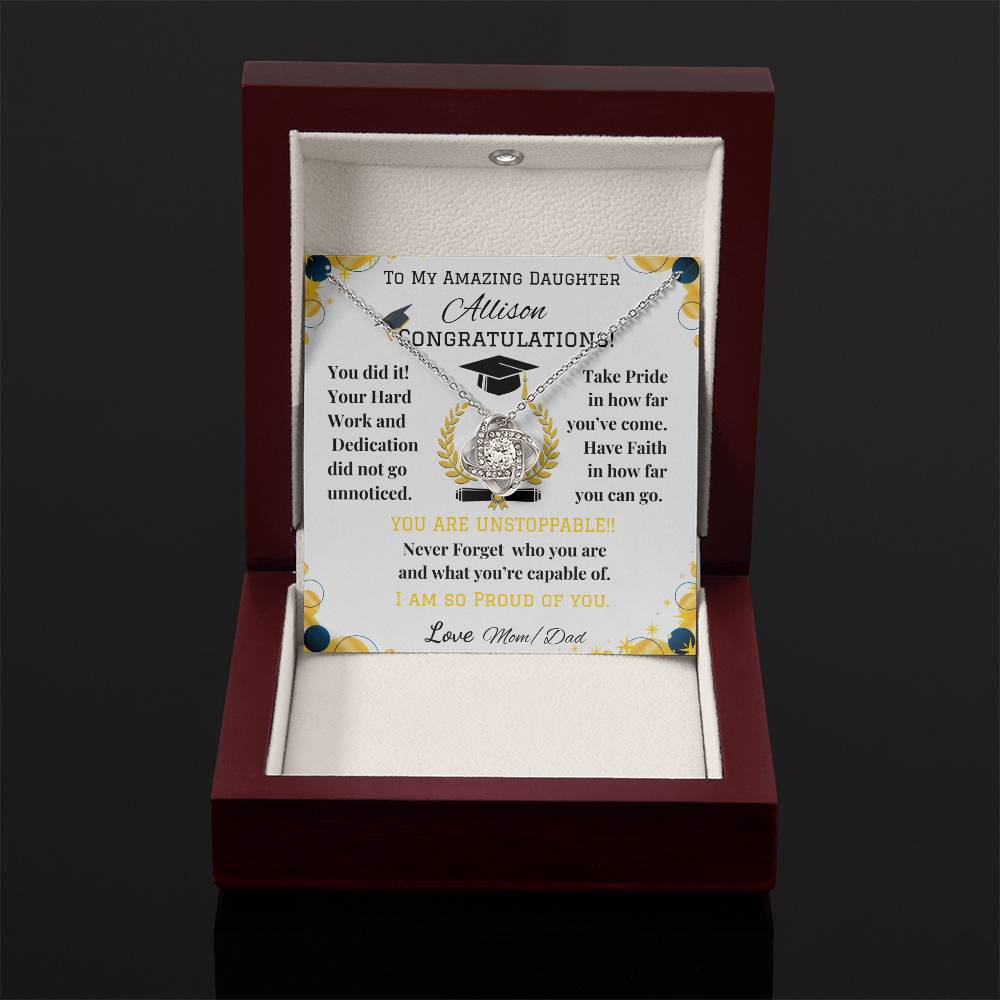 To My Amazing Daughter - Love Knot Necklace - Graduation