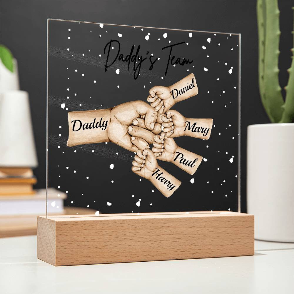 Daddy's Team Acrylic Plaque /Personalize With Names and Skin Tone