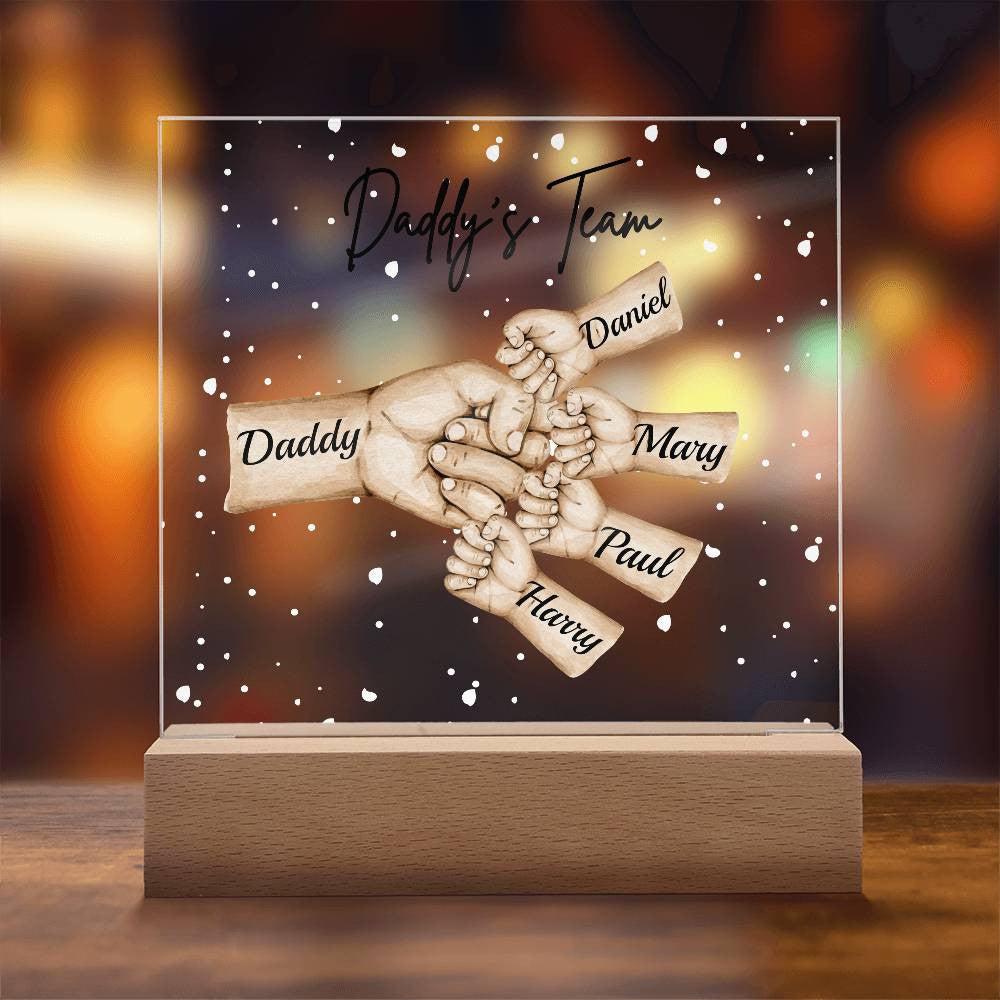 Daddy's Team Acrylic Plaque /Personalize With Names and Skin Tone