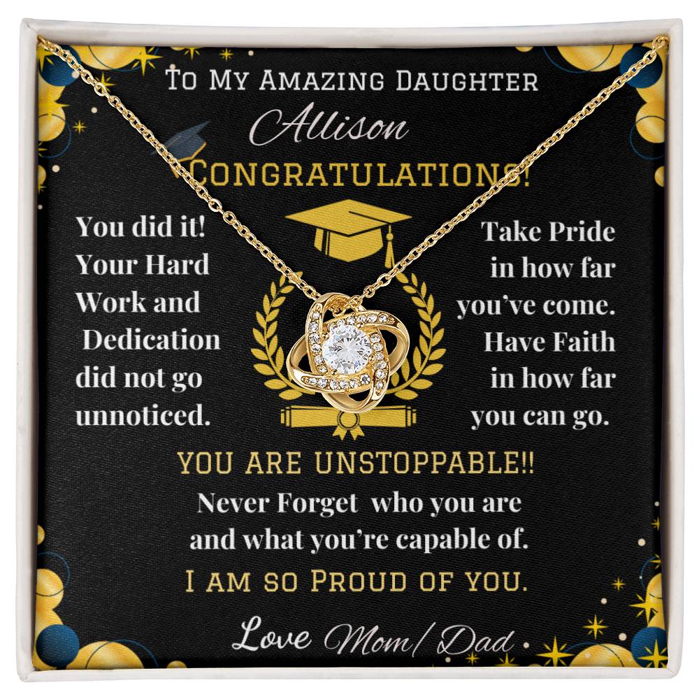 To My Amazing Daughter - Love Knot Necklace - Graduation