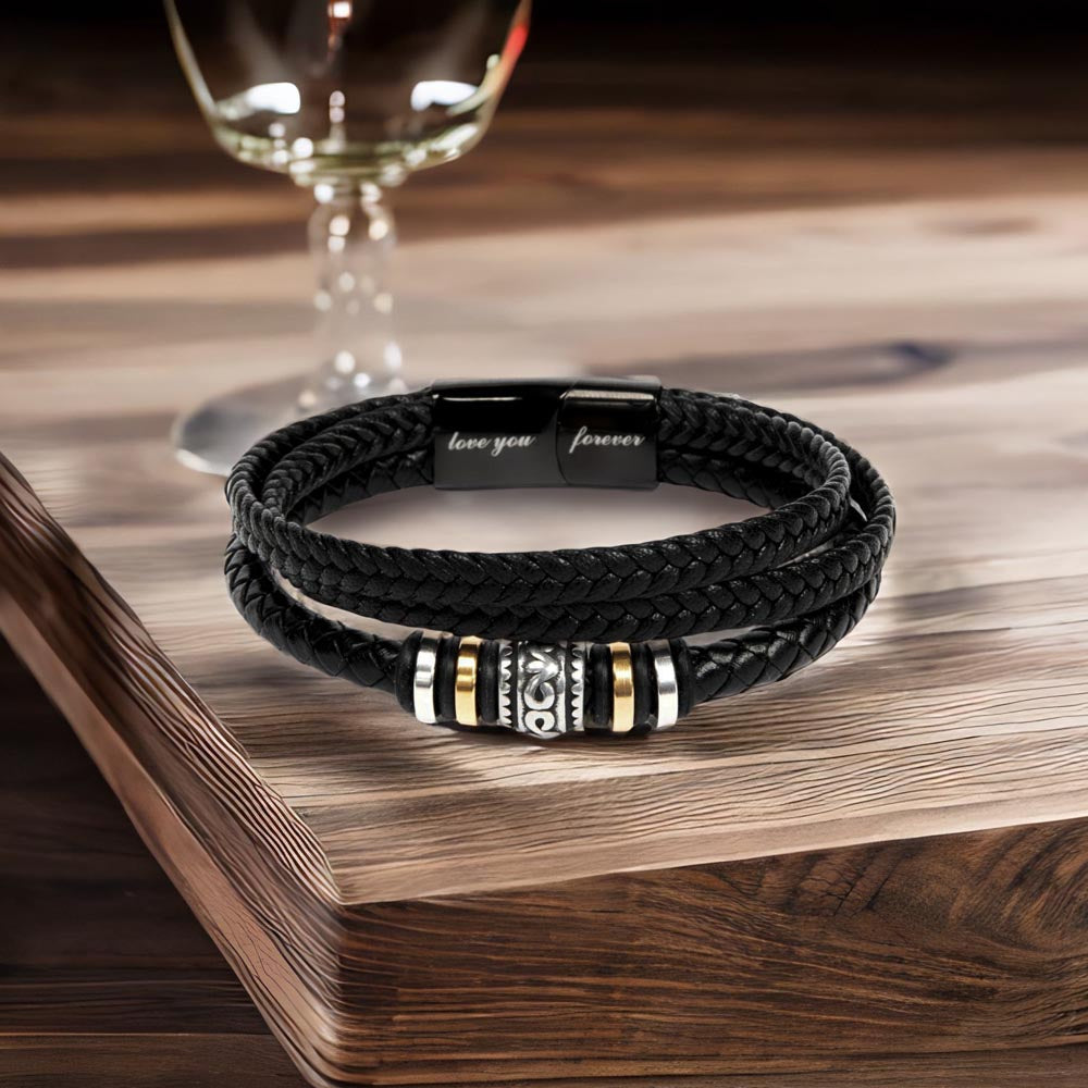 Amazing Dad-Love You Forever Bracelet With Vegan Leather