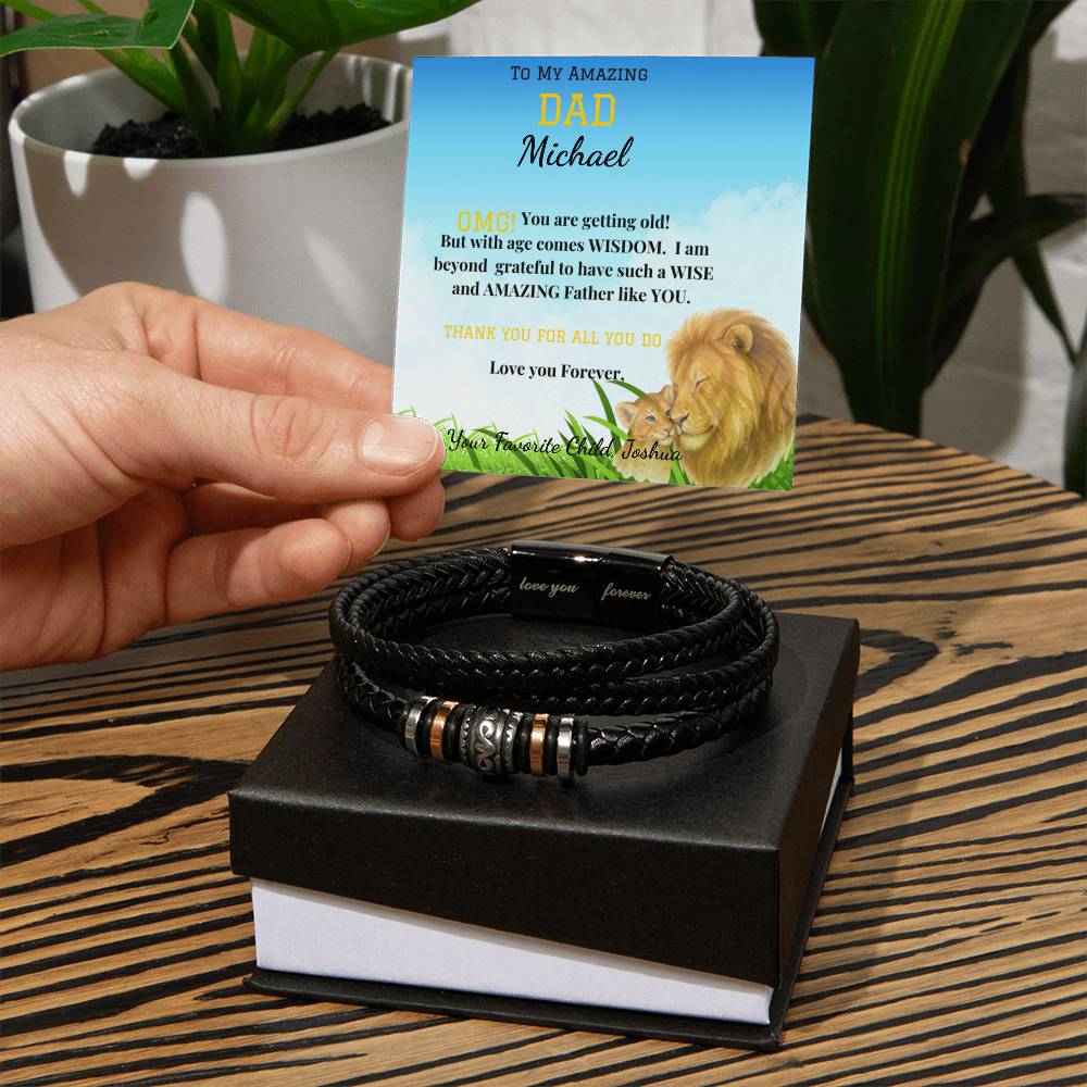 Amazing Dad-Love You Forever Bracelet/ w Vegan Leather