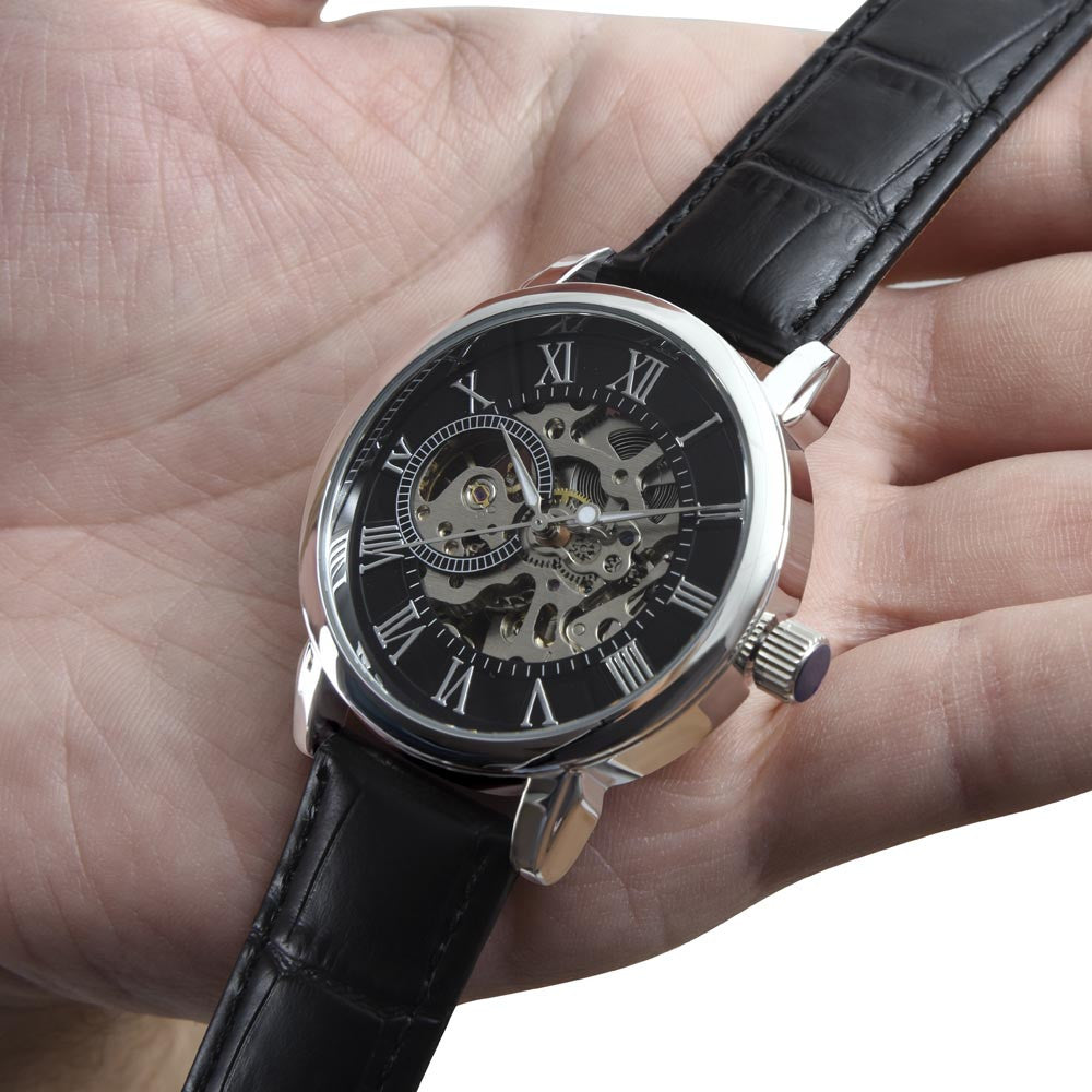 Men's Openwork Watch - Message Card - Leather Strap