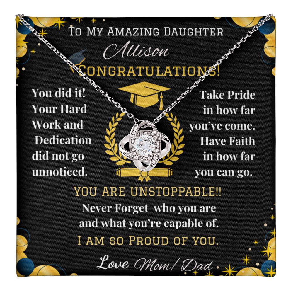 To My Amazing Daughter - Love Knot Necklace - Graduation