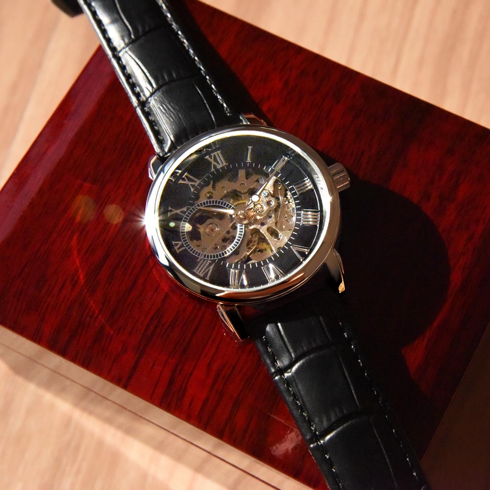 Amazing Dad - Men's Openwork Watch - Genuine Leather Band