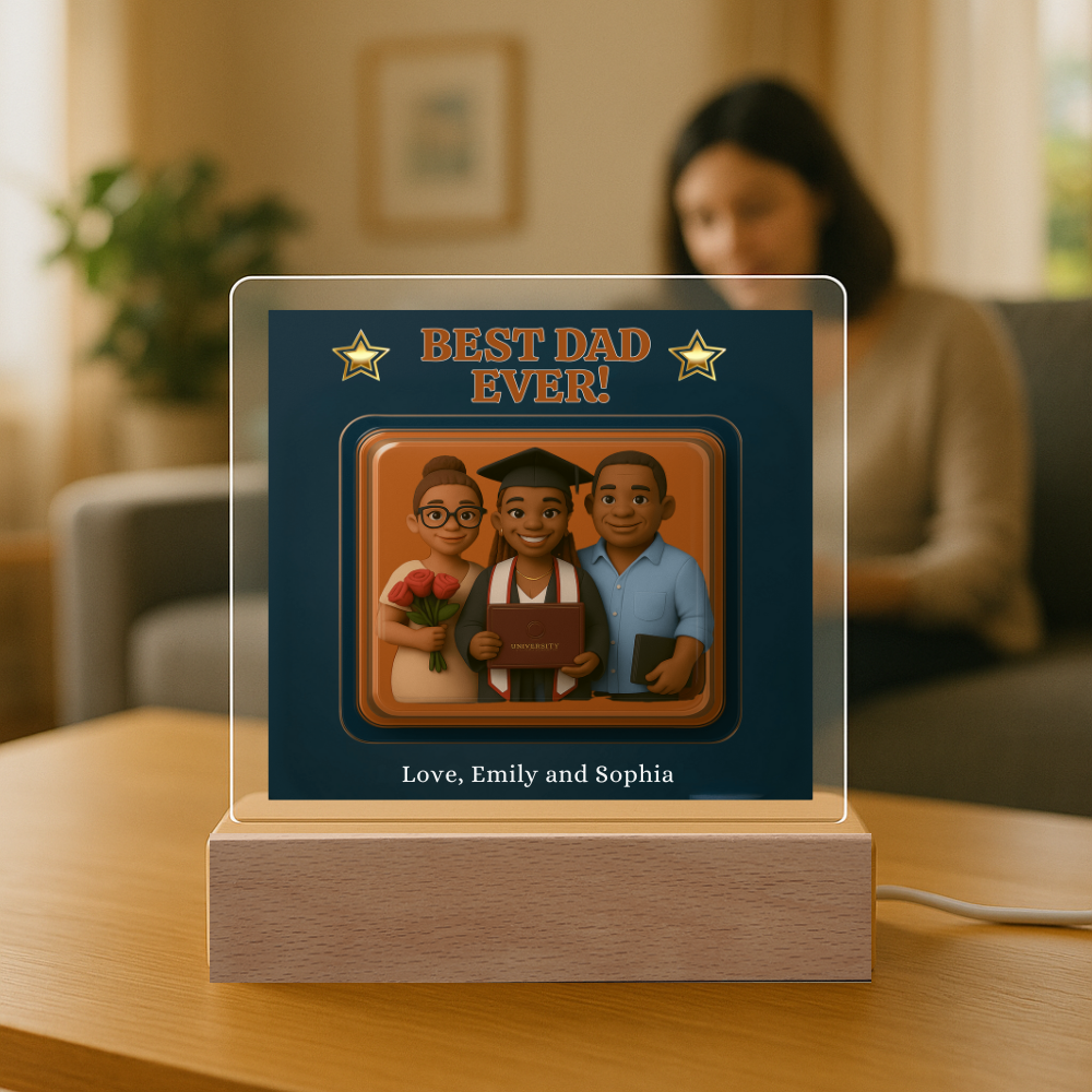 Acrylic Square Plaque - Best Dad Ever - Turn Dad Into a Fun 3D Character