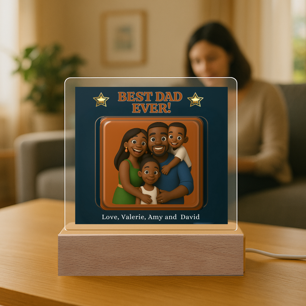 Acrylic Square Plaque - Best Dad Ever - Turn Dad Into a Fun 3D Character