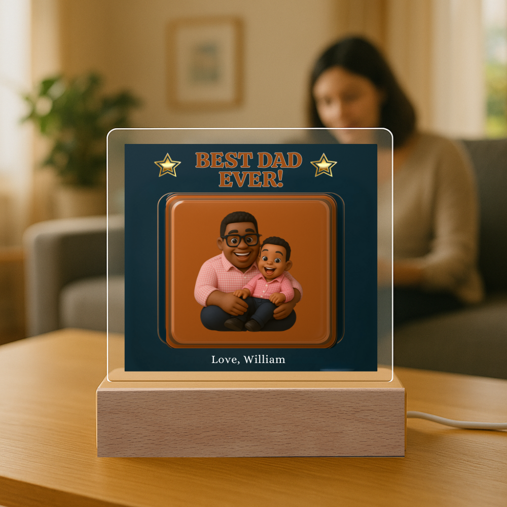 Acrylic Square Plaque - Best Dad Ever - Turn Dad Into a Fun 3D Character