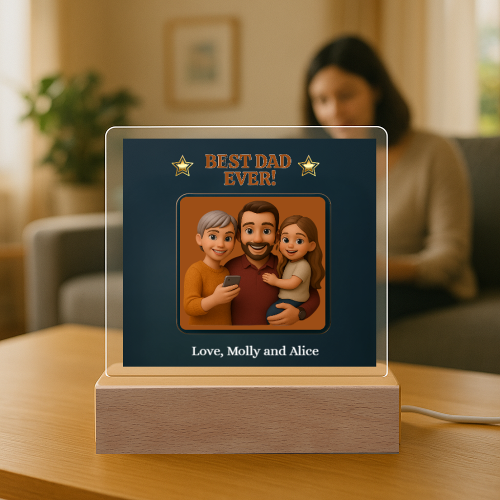 Acrylic Square Plaque - Best Dad Ever - Turn Dad Into a Fun 3D Character