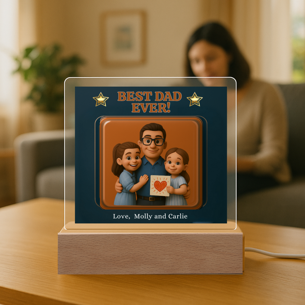 Acrylic Square Plaque - Best Dad Ever - Turn Dad Into a Fun 3D Character