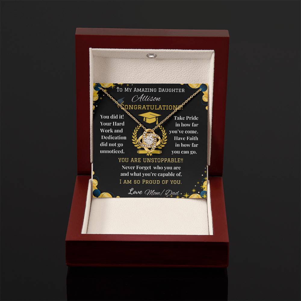 To My Amazing Daughter - Love Knot Necklace - Graduation