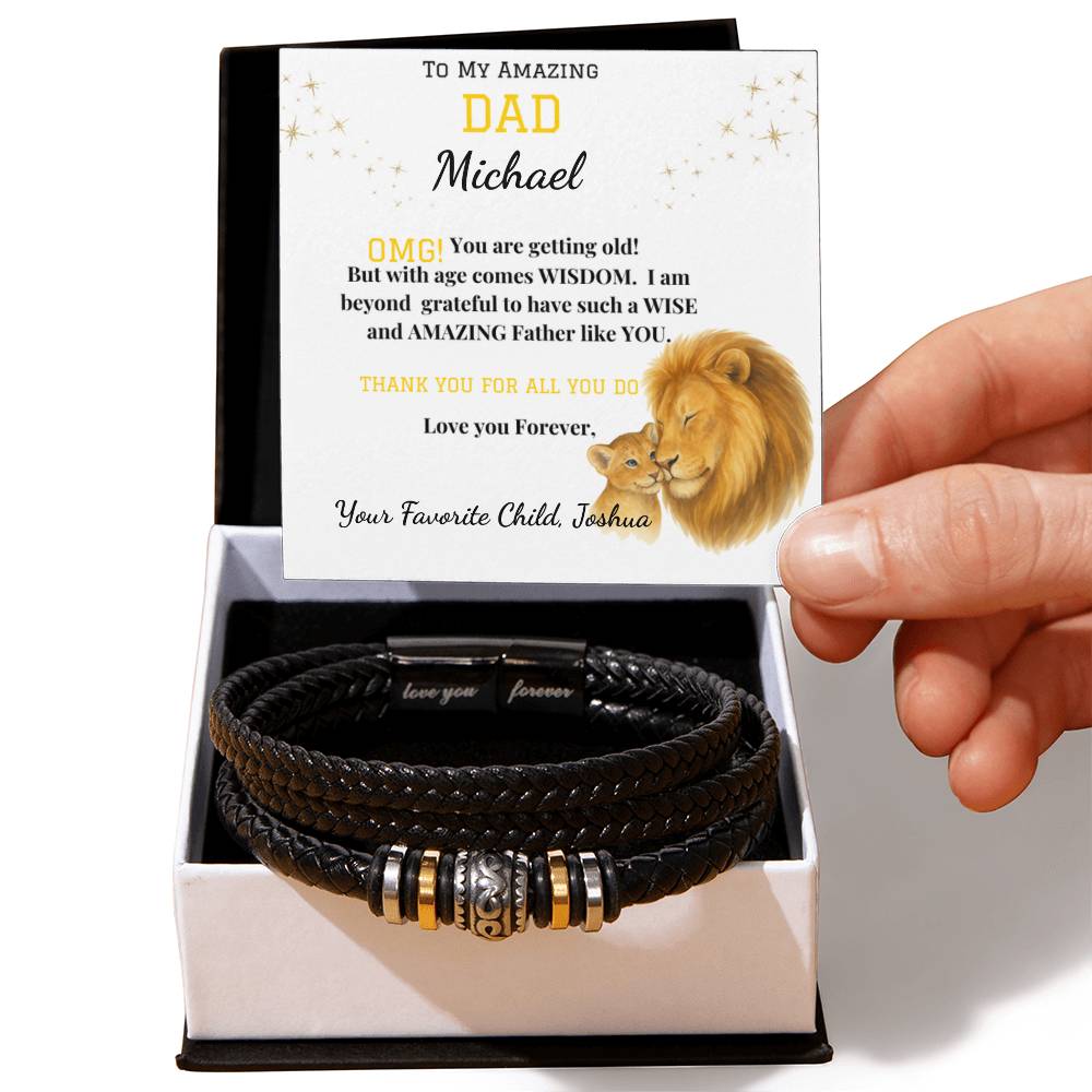 Amazing Dad-Love You Forever Bracelet/ w Vegan Leather