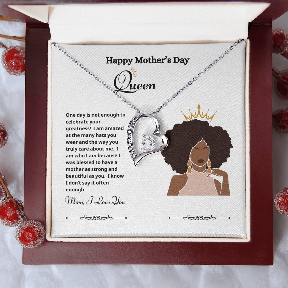 Happy Mother's Day Queen Forever Love Necklace white