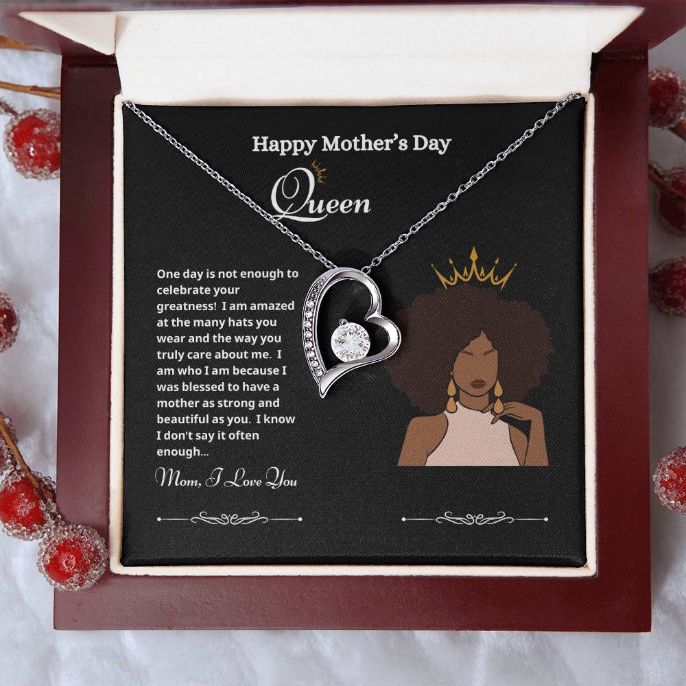 Happy Mother's Day Queen Forever Love Necklace Black