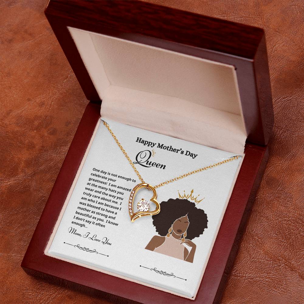 Happy Mother's Day Queen Forever Love Necklace white