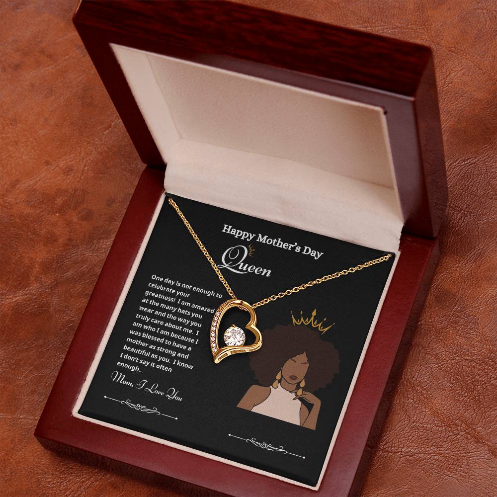 Happy Mother's Day Queen Forever Love Necklace Black