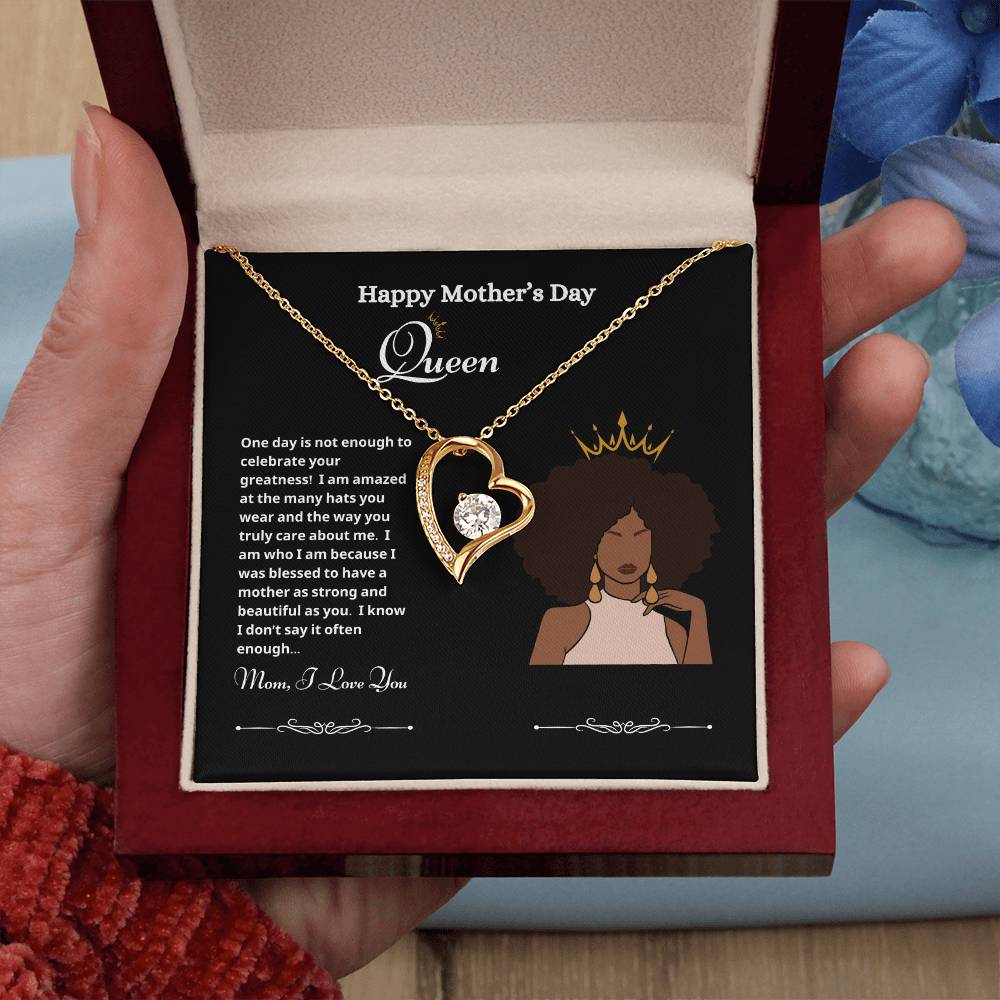 Happy Mother's Day Queen Forever Love Necklace Black