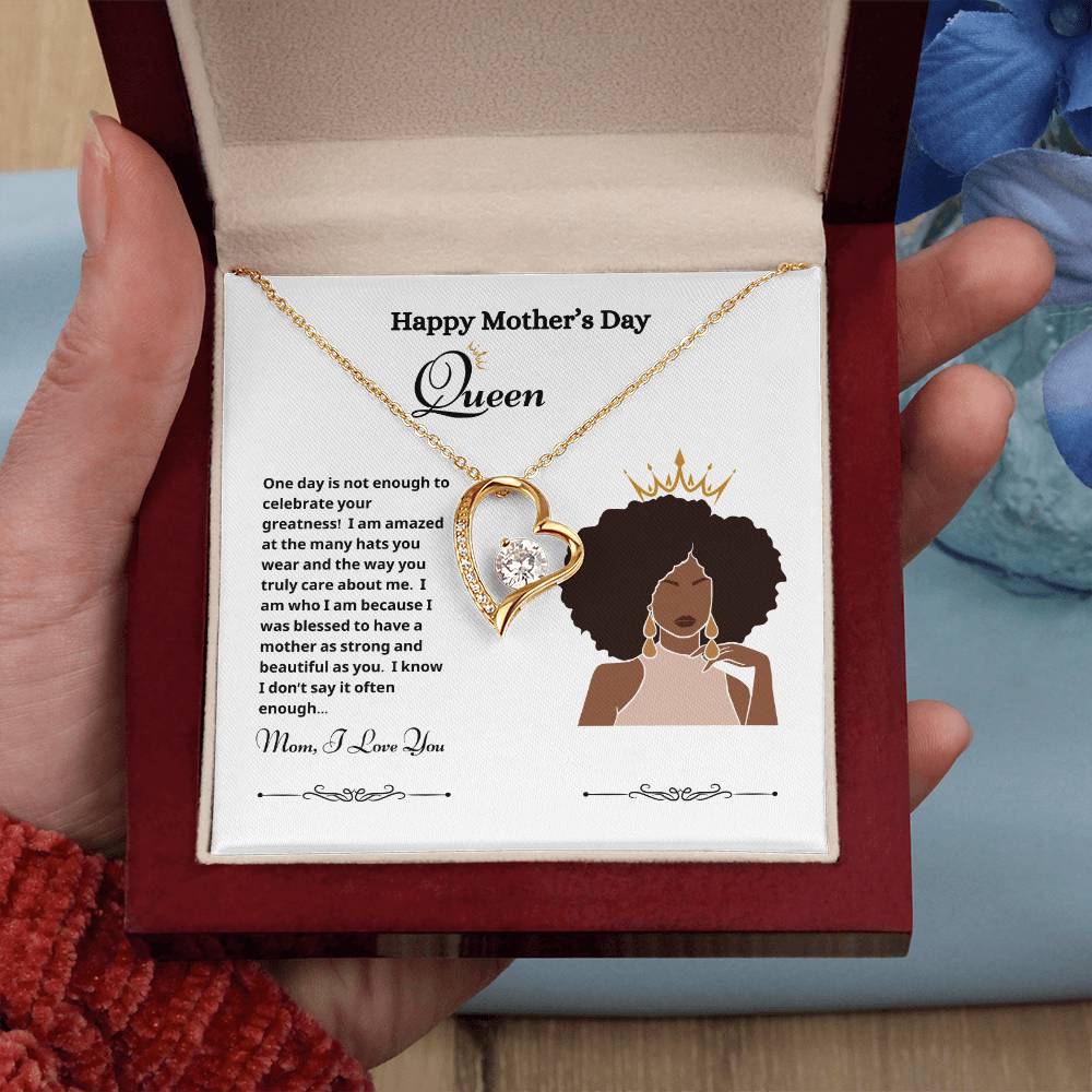 Happy Mother's Day Queen Forever Love Necklace white