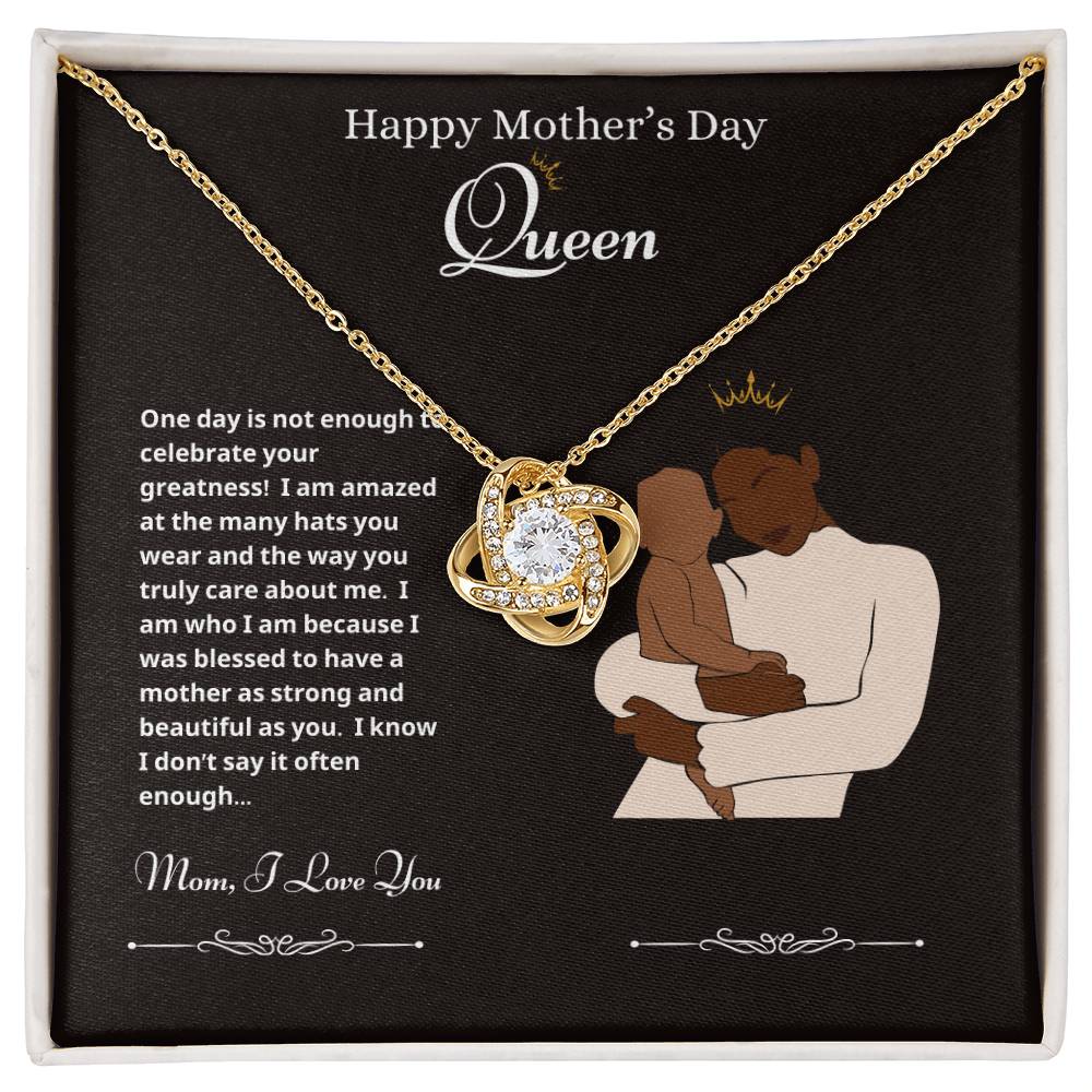 Happy Mother's Day Queen Love Knot Necklace Black 3