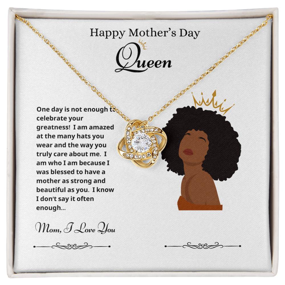 Happy Mother's Day Queen Love Knot Necklace White 2