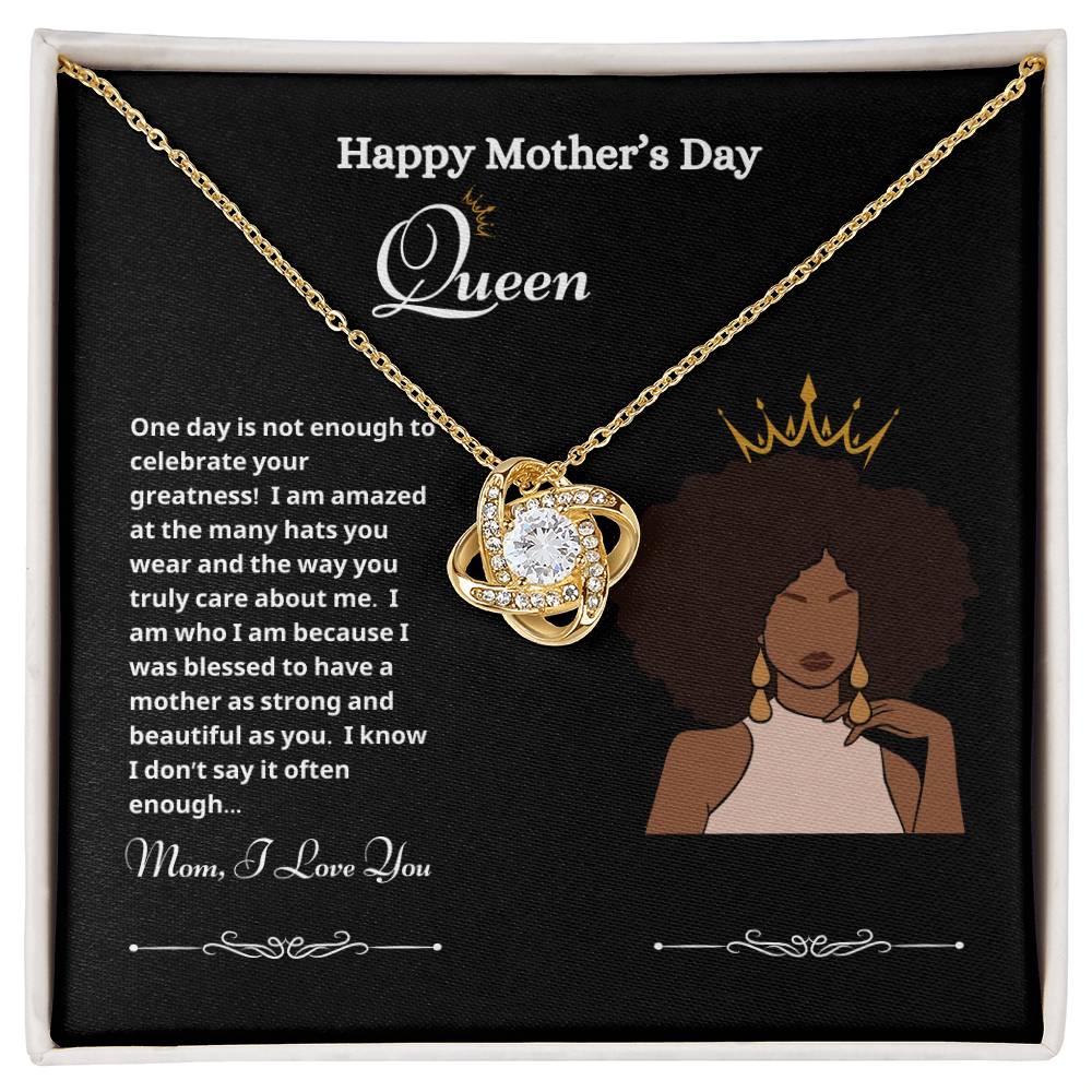 Happy Mother's Day Queen Love Knot Necklace Black
