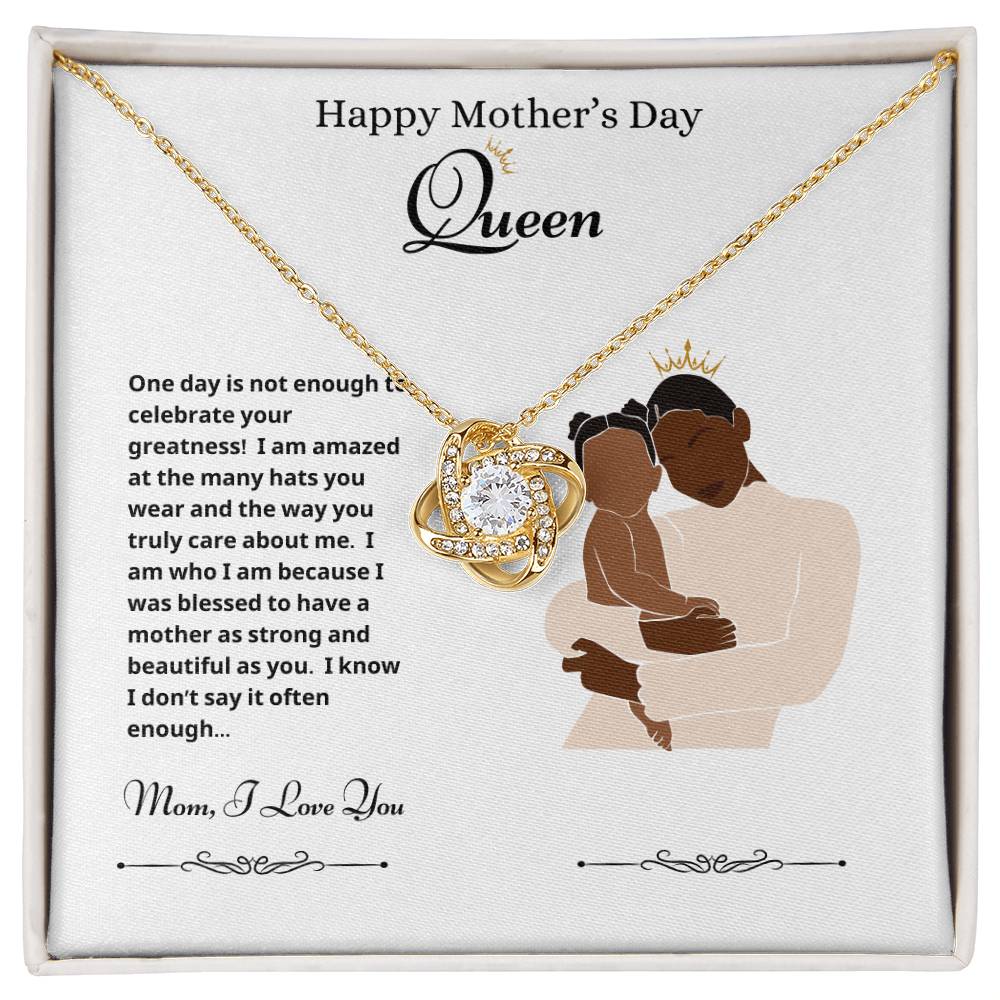 Happy Mother's Day Queen Love Knot Necklace White 3