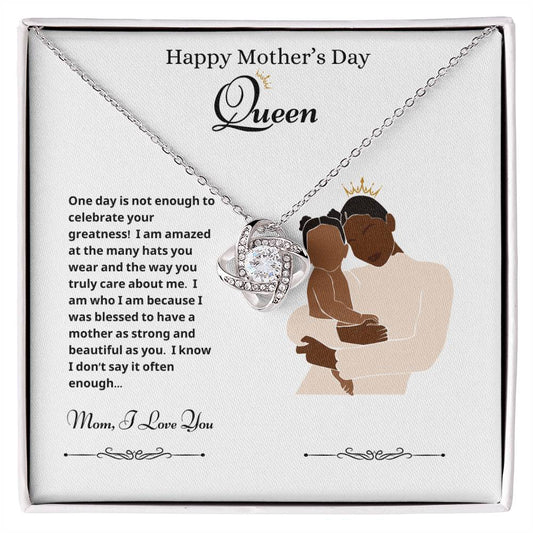 Happy Mother's Day Queen  Love Knot Necklace White 3