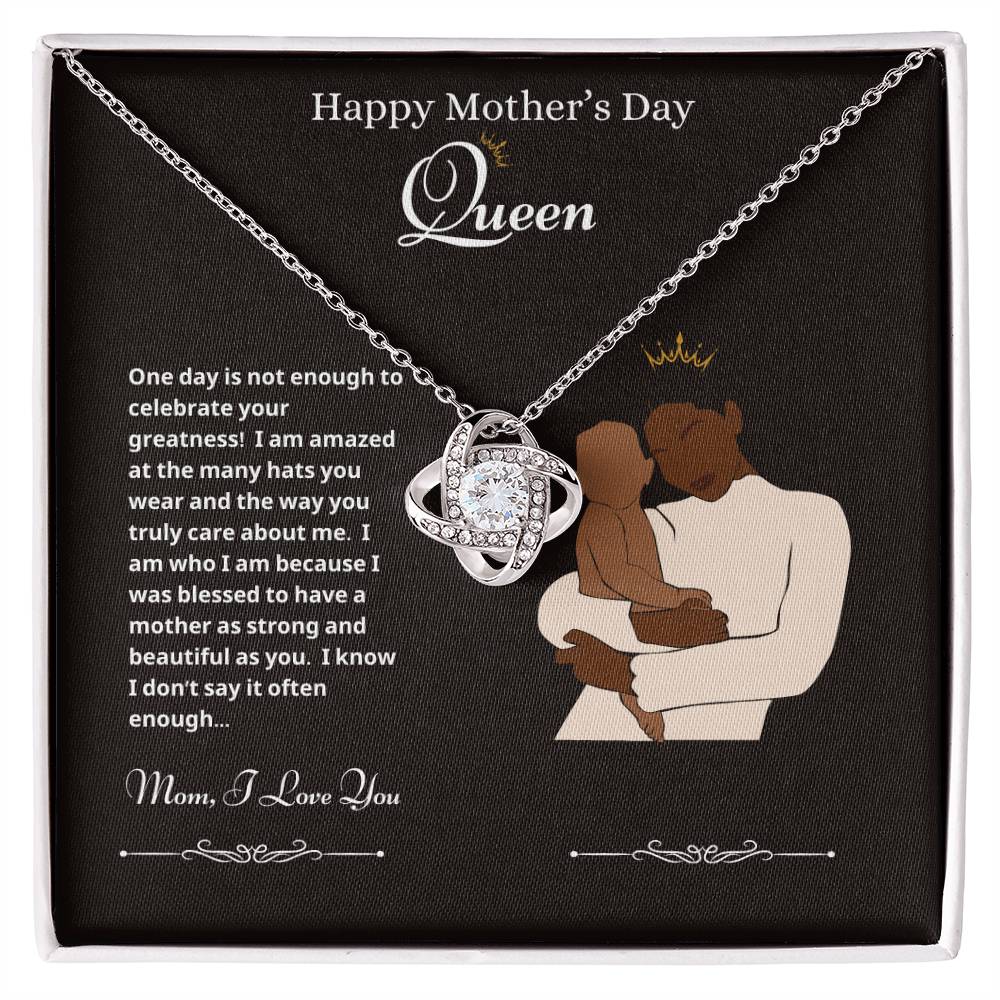 Happy Mother's Day Queen Love Knot Necklace Black 3