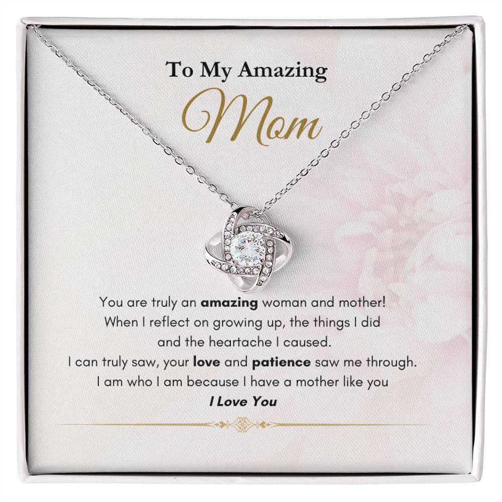 My Amazing Mom Love Knot Necklace Pink