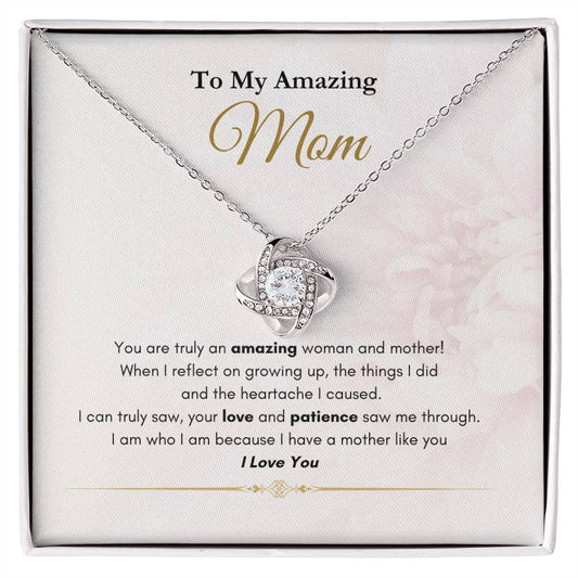 My Amazing  Mom Love Knot Necklace Pink
