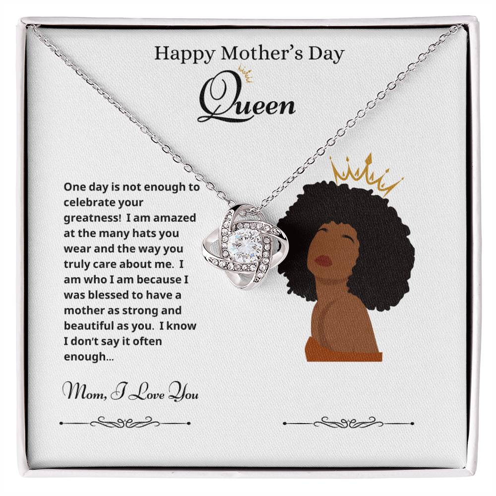 Happy Mother's Day Queen Love Knot Necklace White 2