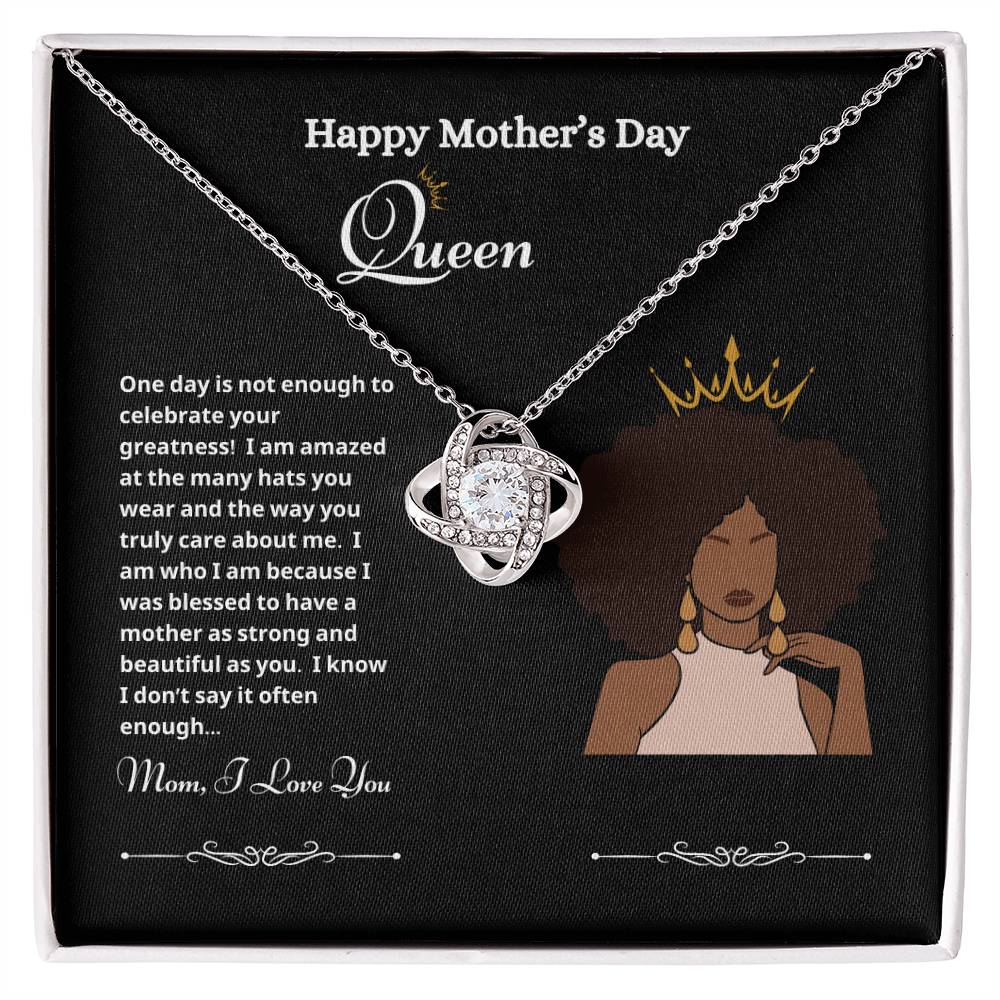 Happy Mother's Day Queen Love Knot Necklace Black