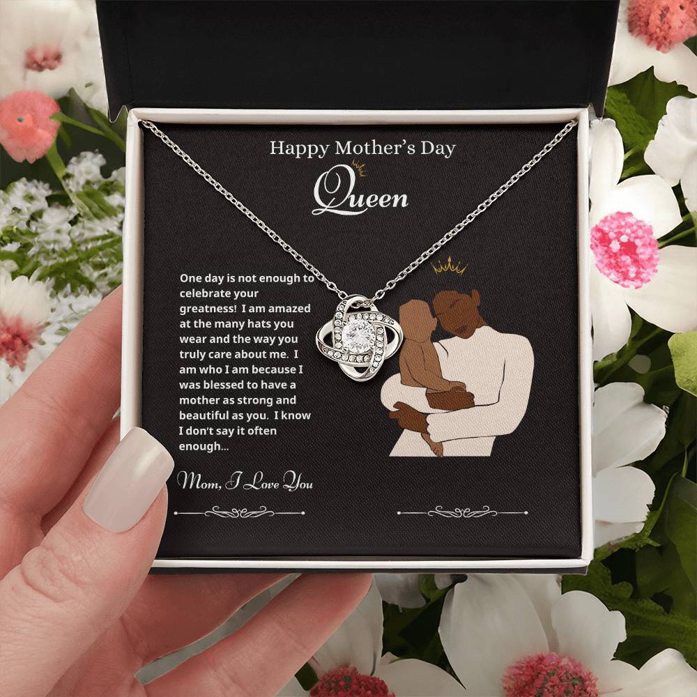 Mothers Day Queen and Baby Love Knot Necklace