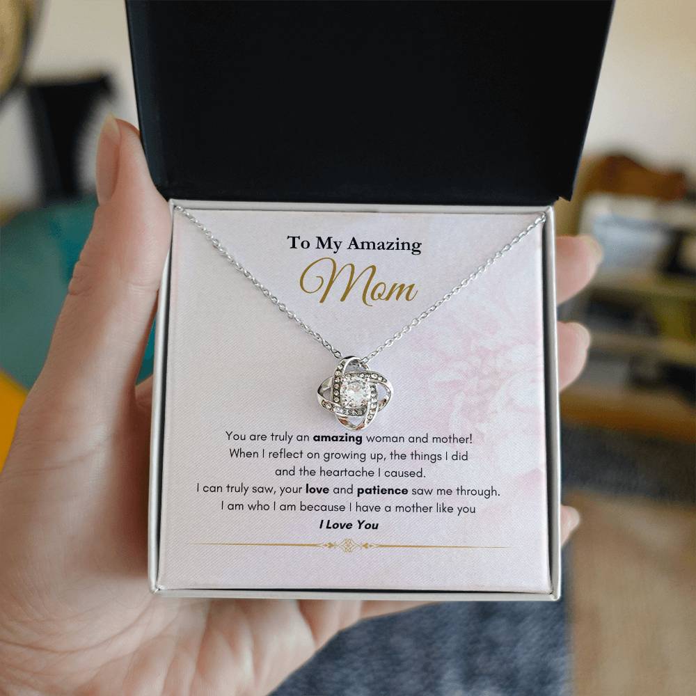 My Amazing Mom Love Knot Necklace Pink