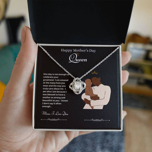 Happy Mother's Day Queen Love Knot Necklace Black 3