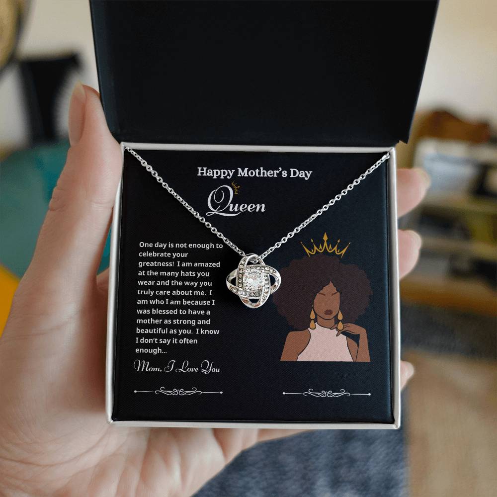Happy Mother's Day Queen Love Knot Necklace Black