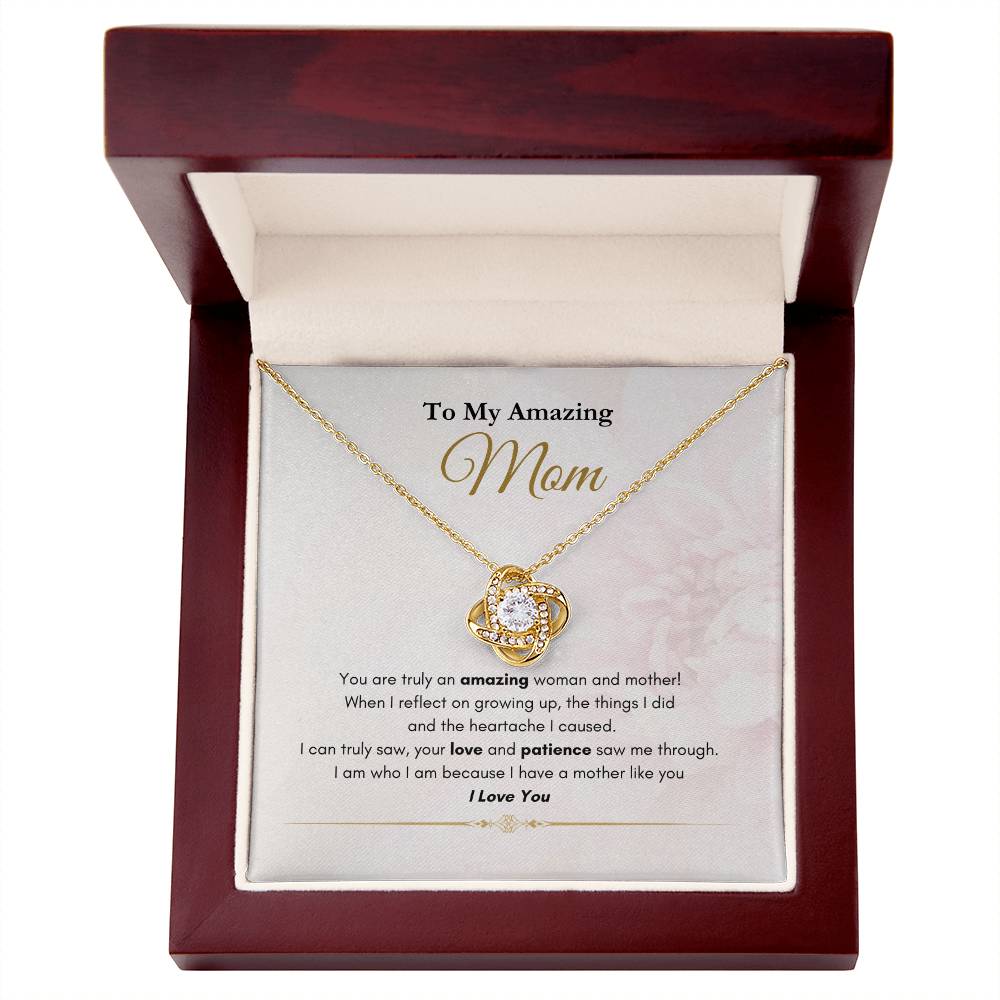My Amazing Mom Love Knot Necklace Pink
