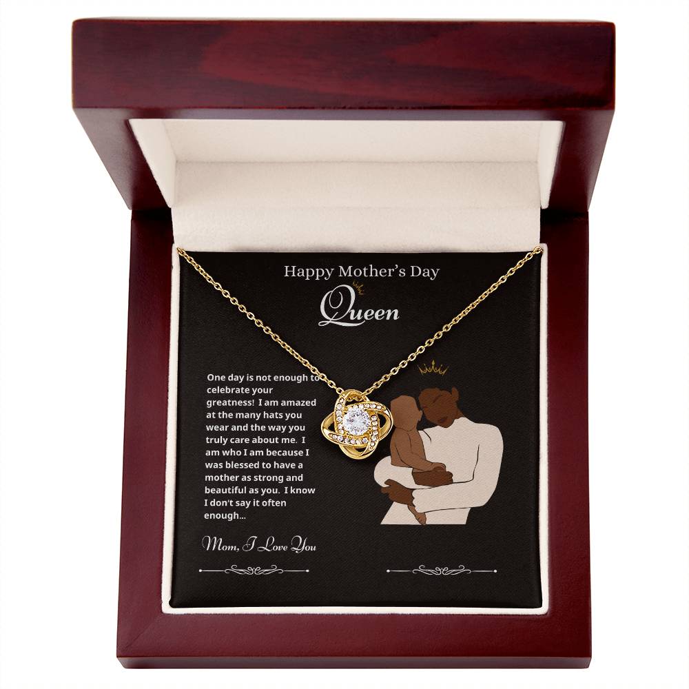 Happy Mother's Day Queen Love Knot Necklace Black 3
