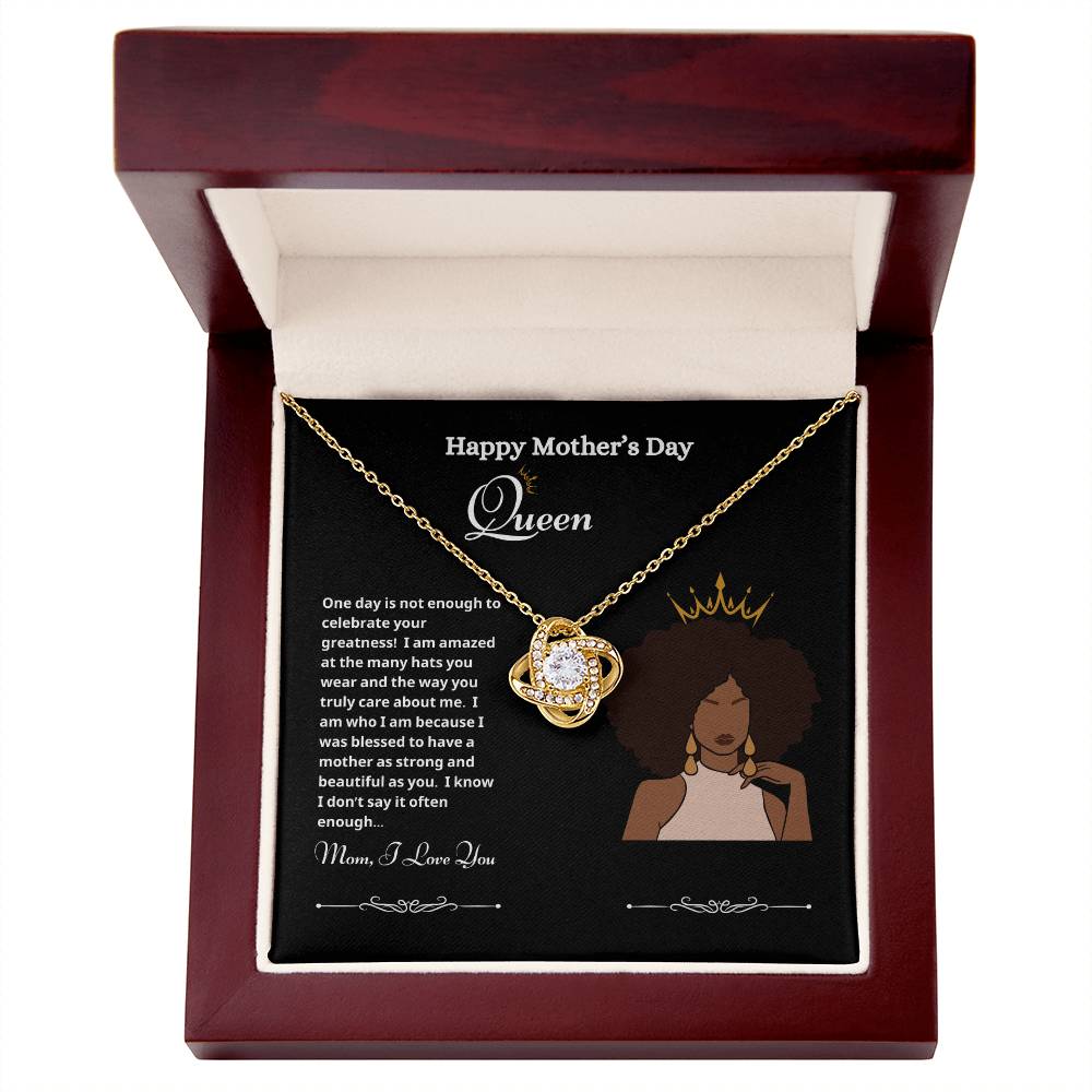 Happy Mother's Day Queen Love Knot Necklace Black