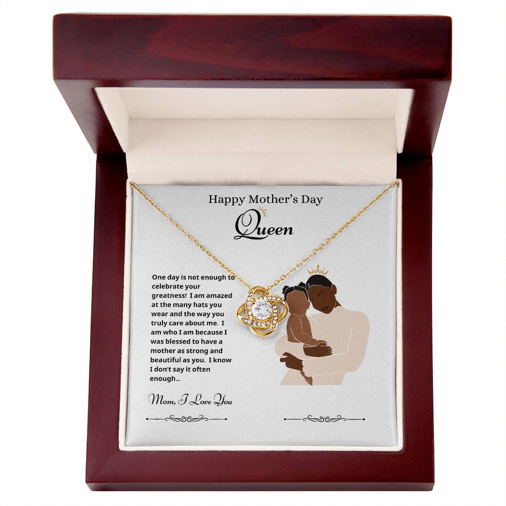 Happy Mother's Day Queen Love Knot Necklace White 3
